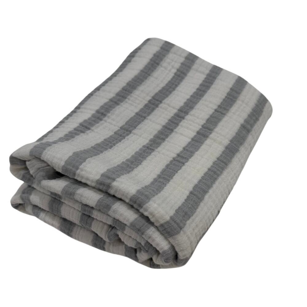 Aden by Aden + Anais Gray Stripe Muslin Swaddle Blanket Cotton Baby 41x40